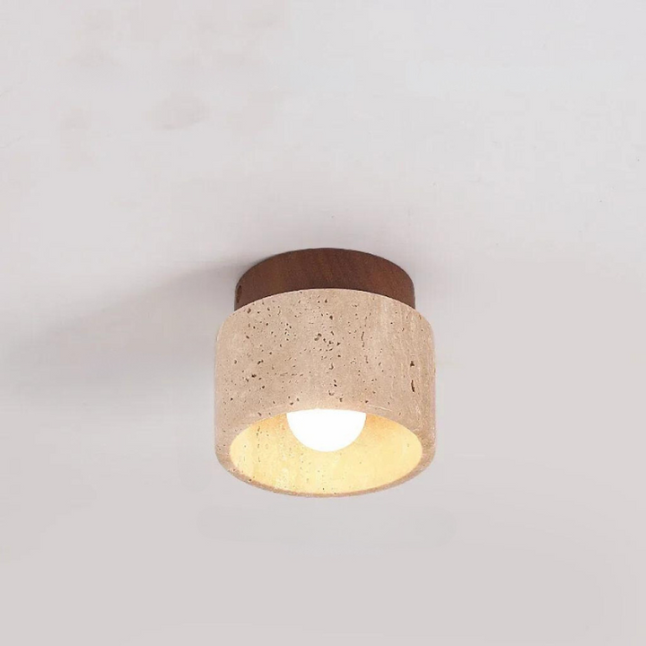ÉclatPierre - Elegant Travertine Recessed LED Lamp Bowlift