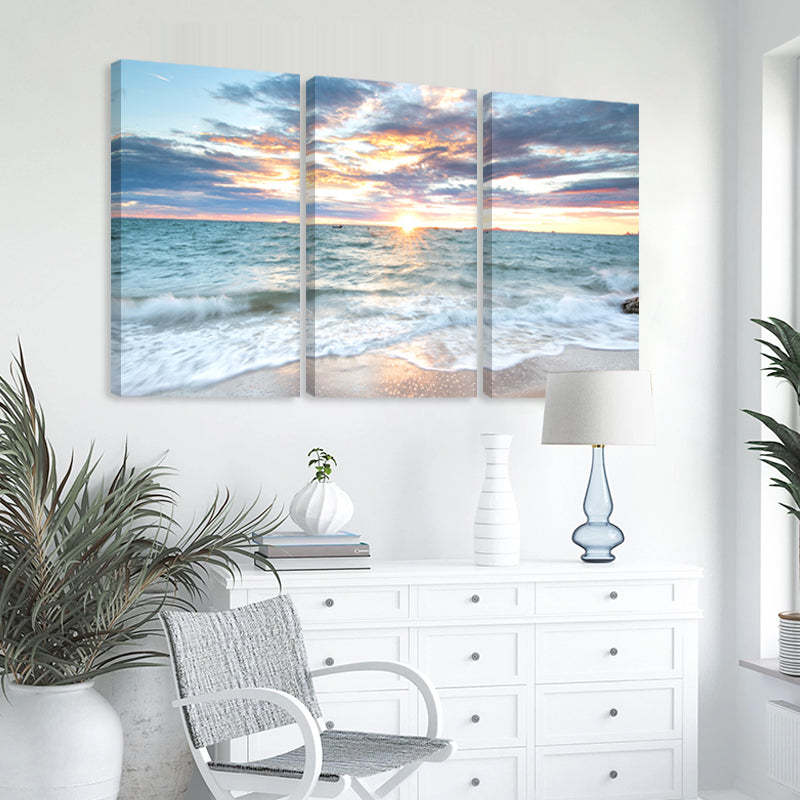3Pcs Sunrise Beach Landscape Posters Canvas | Bowlift