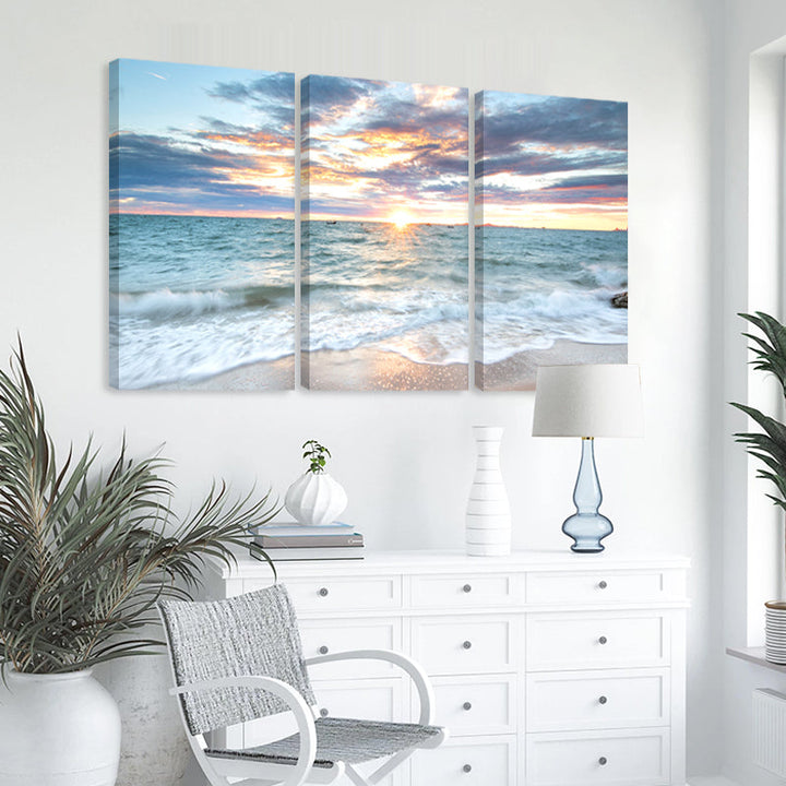 3Pcs Sunrise Beach Landscape Posters Canvas | Bowlift