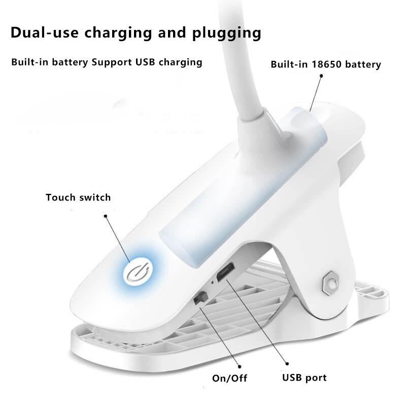 BowLift | Simple LED Clip Desk Lamp rechargeable Eye Protection Night Light