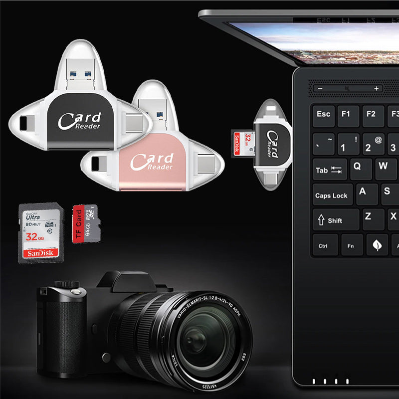 BowLift | 4-in-1 Universal SD TF Card Reader with Multiple Connections