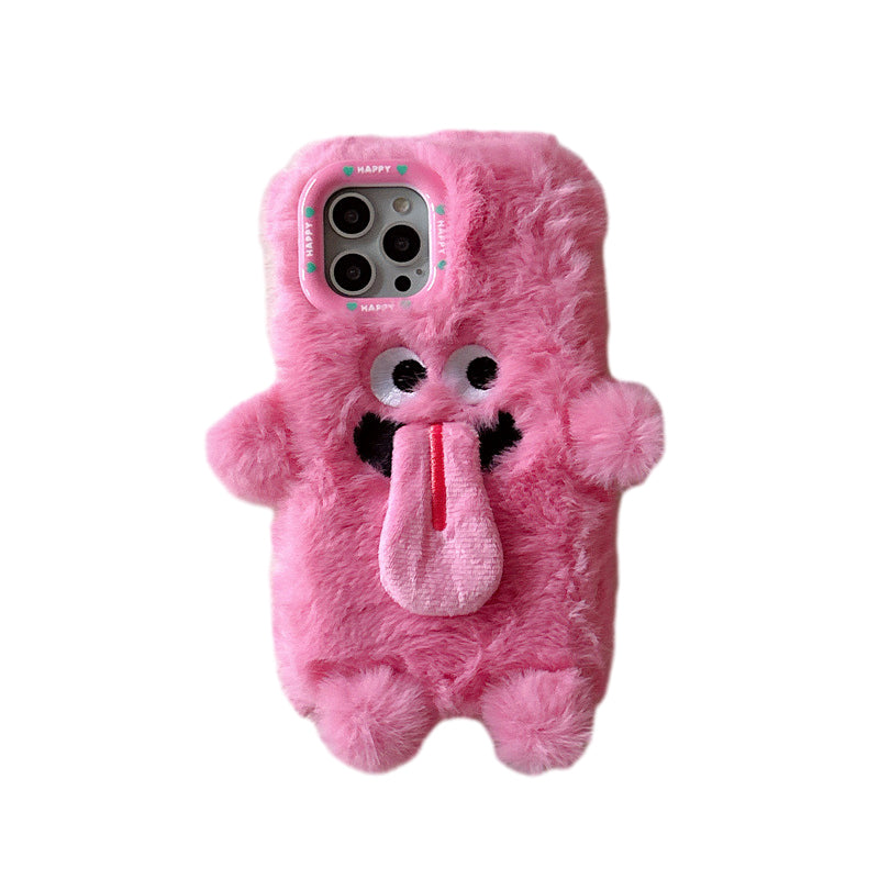 BowLift | Funny Tongue Sticking Out Plush Phone Case For iPhone