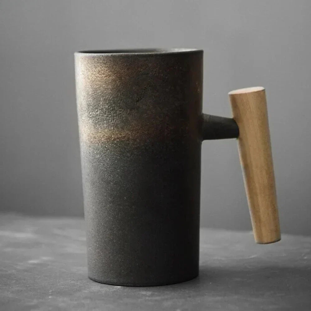 ScandiSip Ceramic Mug – Minimalist Scandinavian Design with Wooden Handle | Bowlift