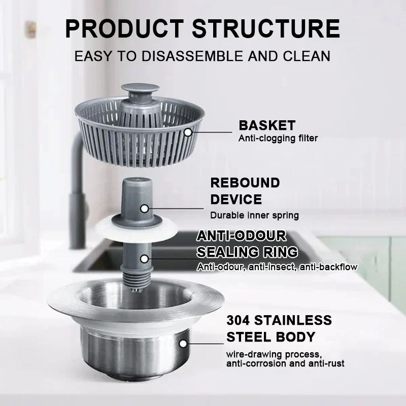 BowLift | Upgraded Sink Bounce Core Drain Strainer