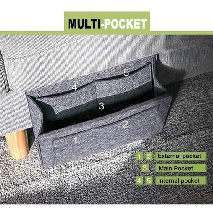 Sofa Bedside Felt Storage Bag with Pockets Hanging Organizer | Bowlift