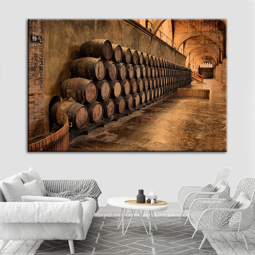 Rustic Barrels - Canvas Wall Art Painting | Bowlift