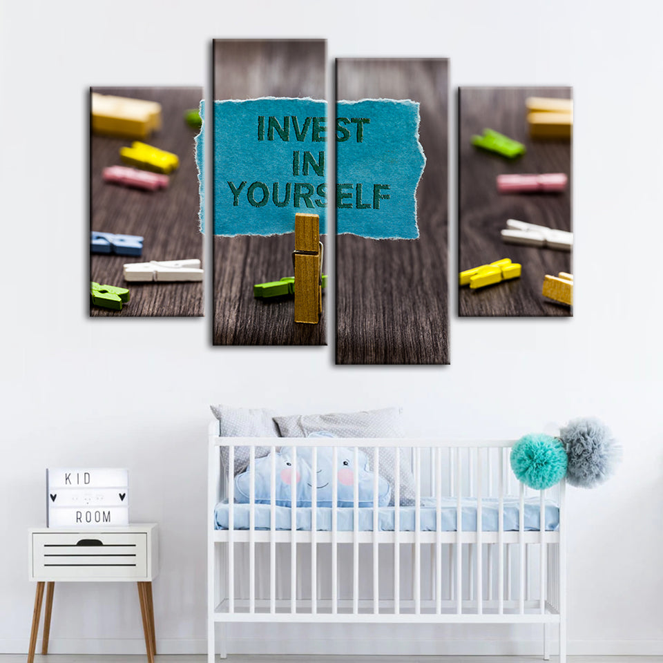 Invest In Yourself 4 Piece - Canvas Wall Art Painting | Bowlift