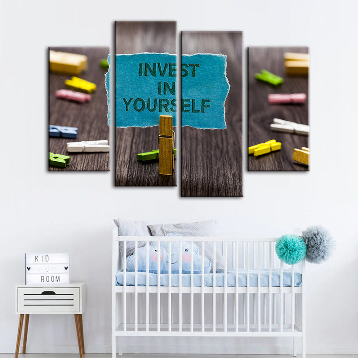 Invest In Yourself 4 Piece - Canvas Wall Art Painting | Bowlift