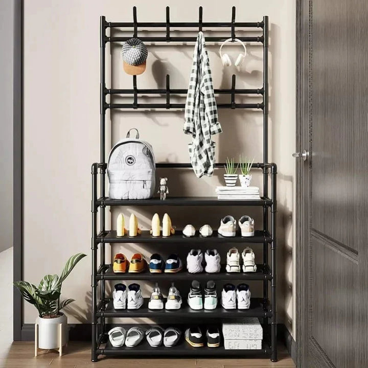 Multifunction 5 Layers Shoe Rack With Clothes Rack Bowlift