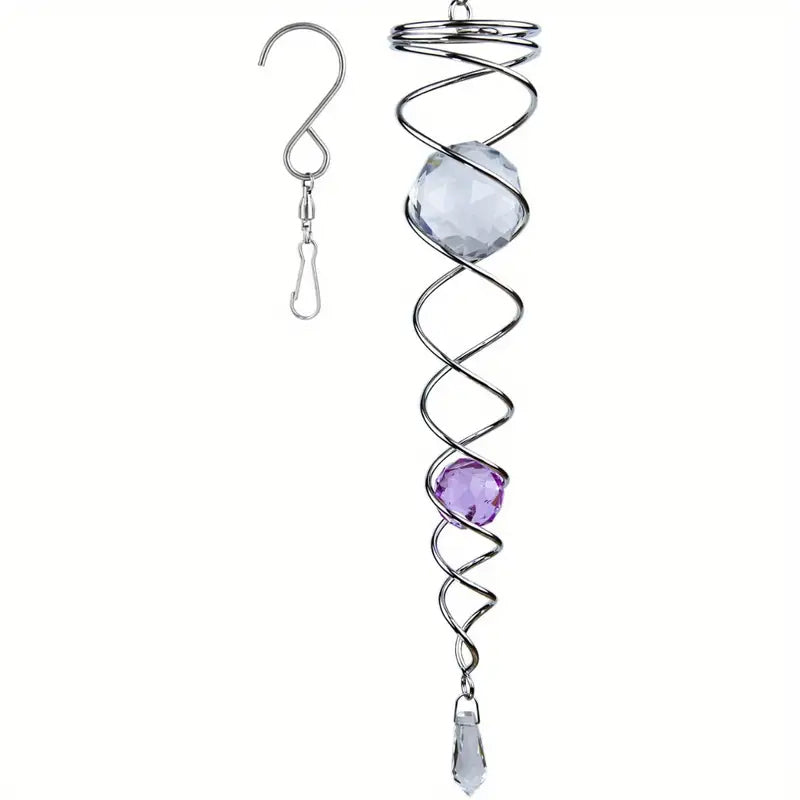 Wind Chimes Decor Crystal Gazing Ball Spiral Tail Wind Spinner Stabilizer | Bowlift