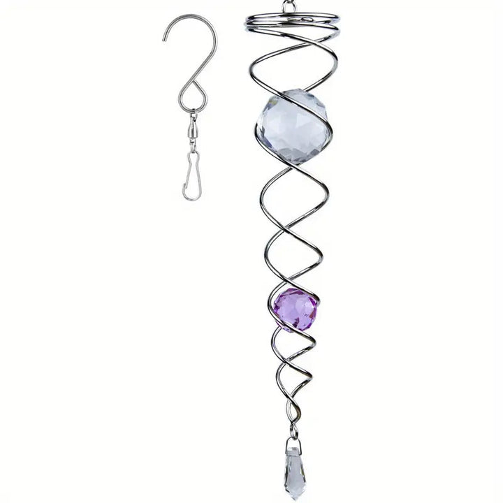 Wind Chimes Decor Crystal Gazing Ball Spiral Tail Wind Spinner Stabilizer | Bowlift