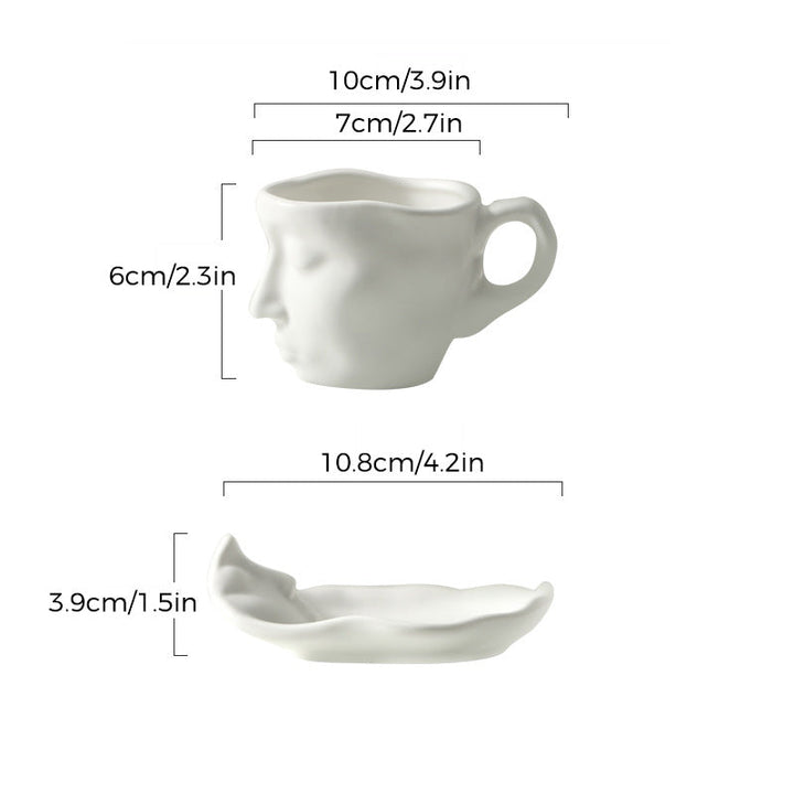 Metal Touching Face Creative Ceramic Kiss Coffee Cup, Artistic Vibe Mug & Saucer Set | Bowlift