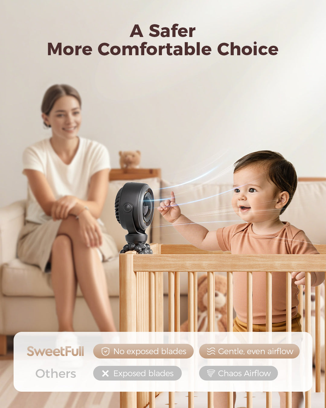 Bladeless Stroller Fan - 3-in-1 Wrappable Portable Fan | Bowlift