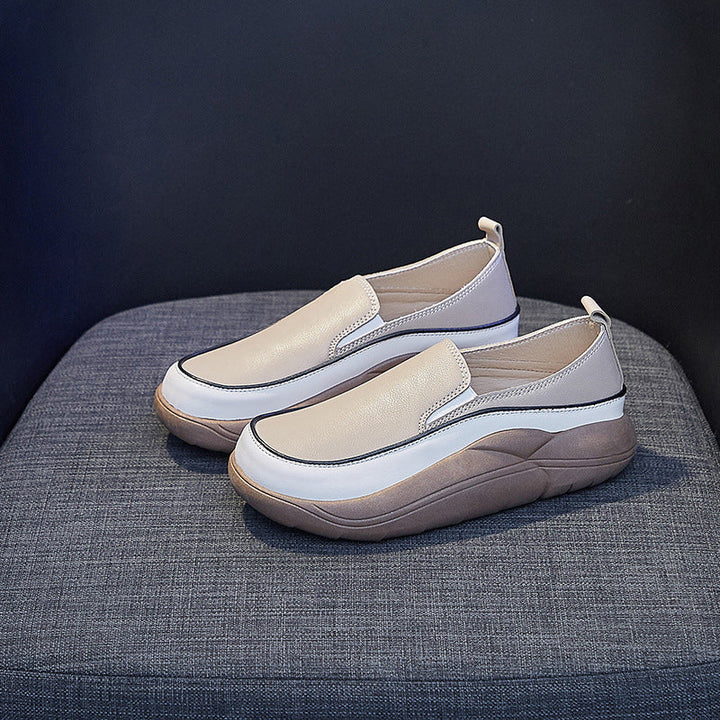 BowLift | Thick Sole Low Cut Leather Shoes
