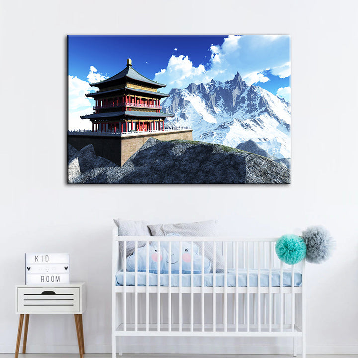 Temple In The Mountains - Canvas Wall Art Painting | Bowlift