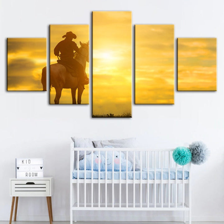 5 Piece A Cowboy And His Steed - Canvas Wall Art Painting | Bowlift