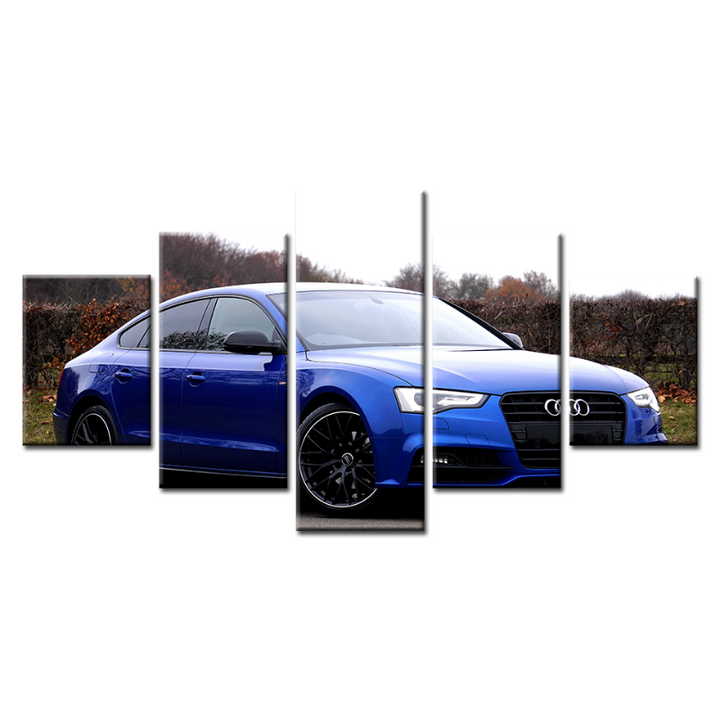 5 Piece Blue Classic Car - Canvas Wall Art Painting | Bowlift