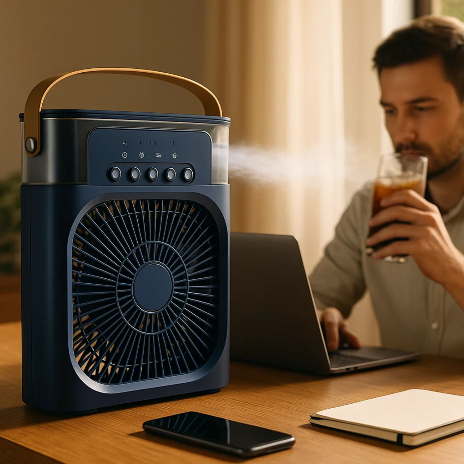 BowLift | 3-in-1 Air Cooler Humidifier | Portable, Adjustable Fan Speeds & Ideal for Bedrooms, Offices & Small Spaces