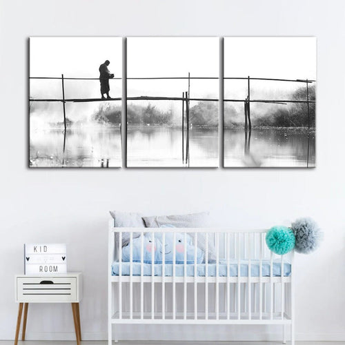 Water Bridge-Canvas Wall Art Painting 3 Pieces | Bowlift