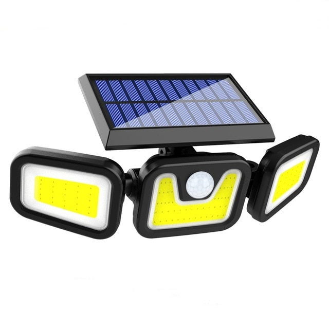 BowLift | Solar LED floodlight with motion sensor – 3-beam outdoor lighting for garden, yard, and garage
