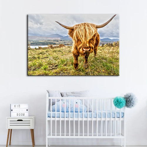Cute Wild Cow - Canvas Wall Art Painting | Bowlift