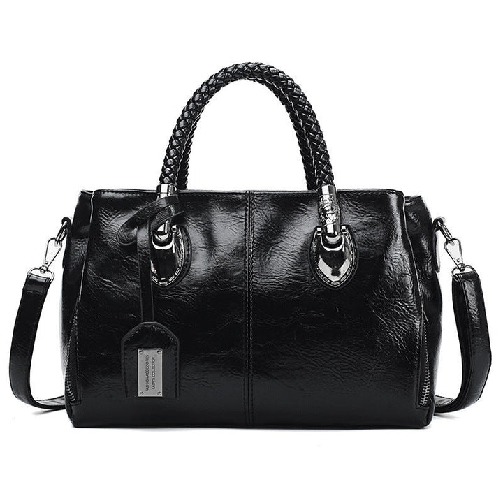 New handbags made of oil wax leather Boston, large tote bag made of soft leather | Bowlift