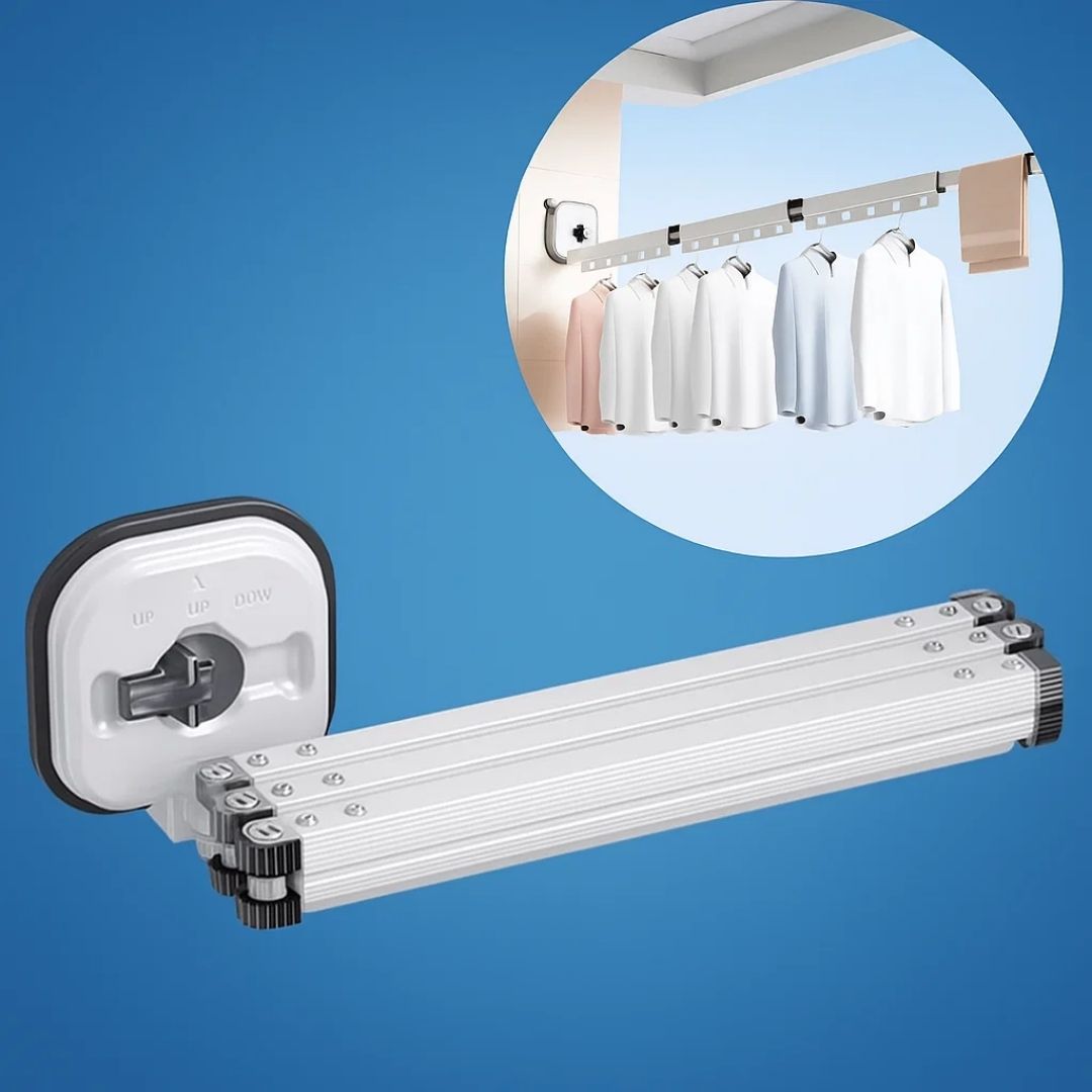 SpaceEase | Folding Clothes Hanger – Retractable Wall-Mounted Rack – Stainless Steel – Ideal for Small Spaces Bowlift