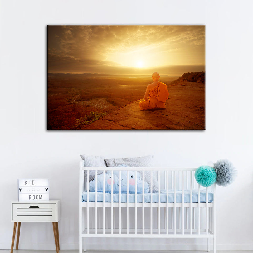 Tranquil Cliffside Sunset  - Canvas Wall Art Painting | Bowlift