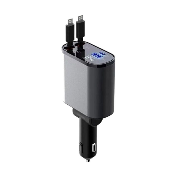 4-in-1 Car Charger with Retractable Cable | Bowlift