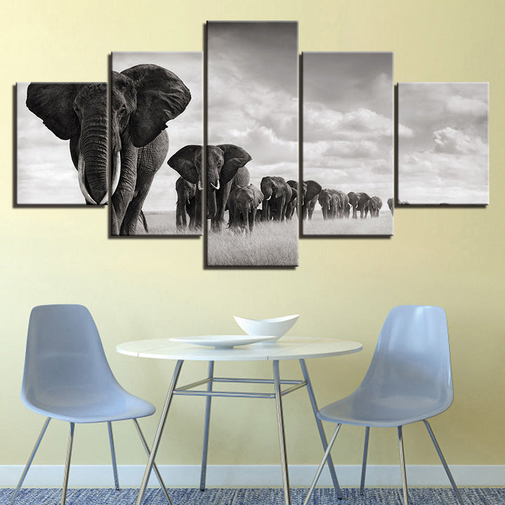 Imposing Elephants - Canvas Wall Art Painting | Bowlift
