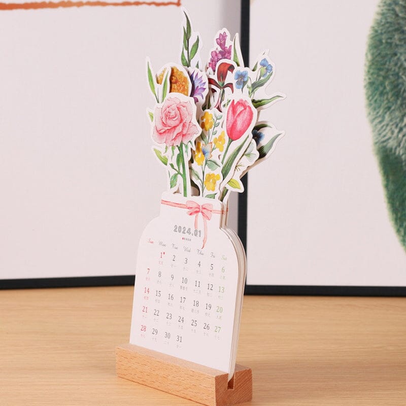 BowLift | 2024 Desk Calendar with Wooden Frame