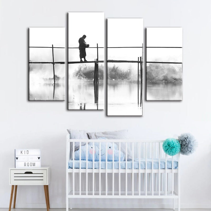 4 Piece Water Bridge - Canvas Wall Art Painting | Bowlift