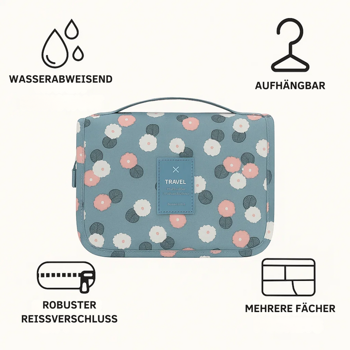 BowLift | TravelEase – Water-repellent Cosmetic Bag with Hook and Compartments | Travel Toiletry Bag