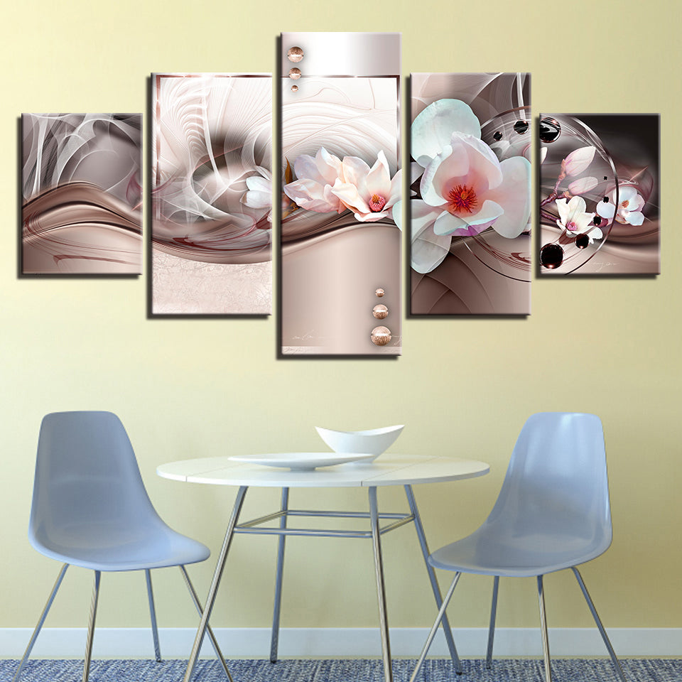 Pink Flower Vortex 5 Piece - Canvas Wall Art Painting | Bowlift