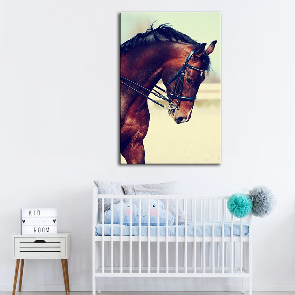 Graceful Haltered Horse - Canvas Wall Art Painting | Bowlift