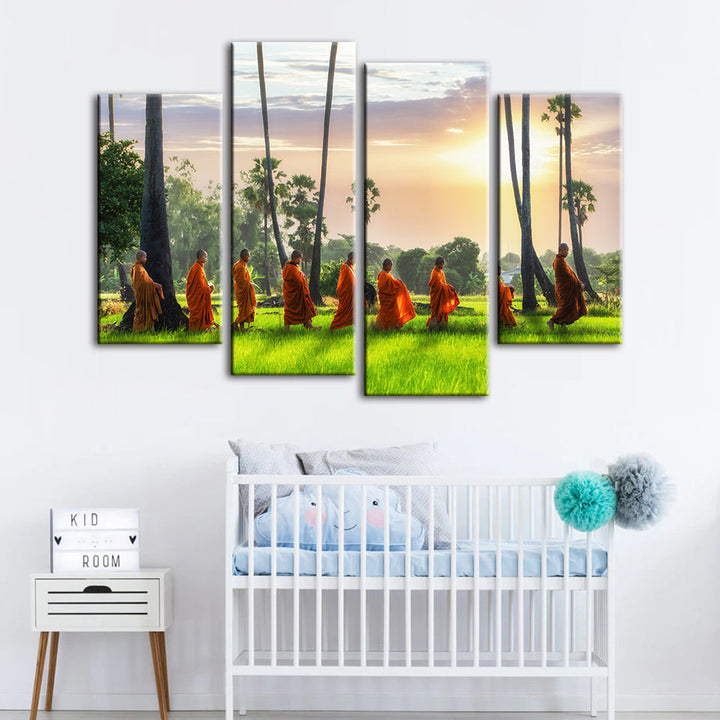 Morning Walk 4 Piece - Canvas Wall Art Painting | Bowlift