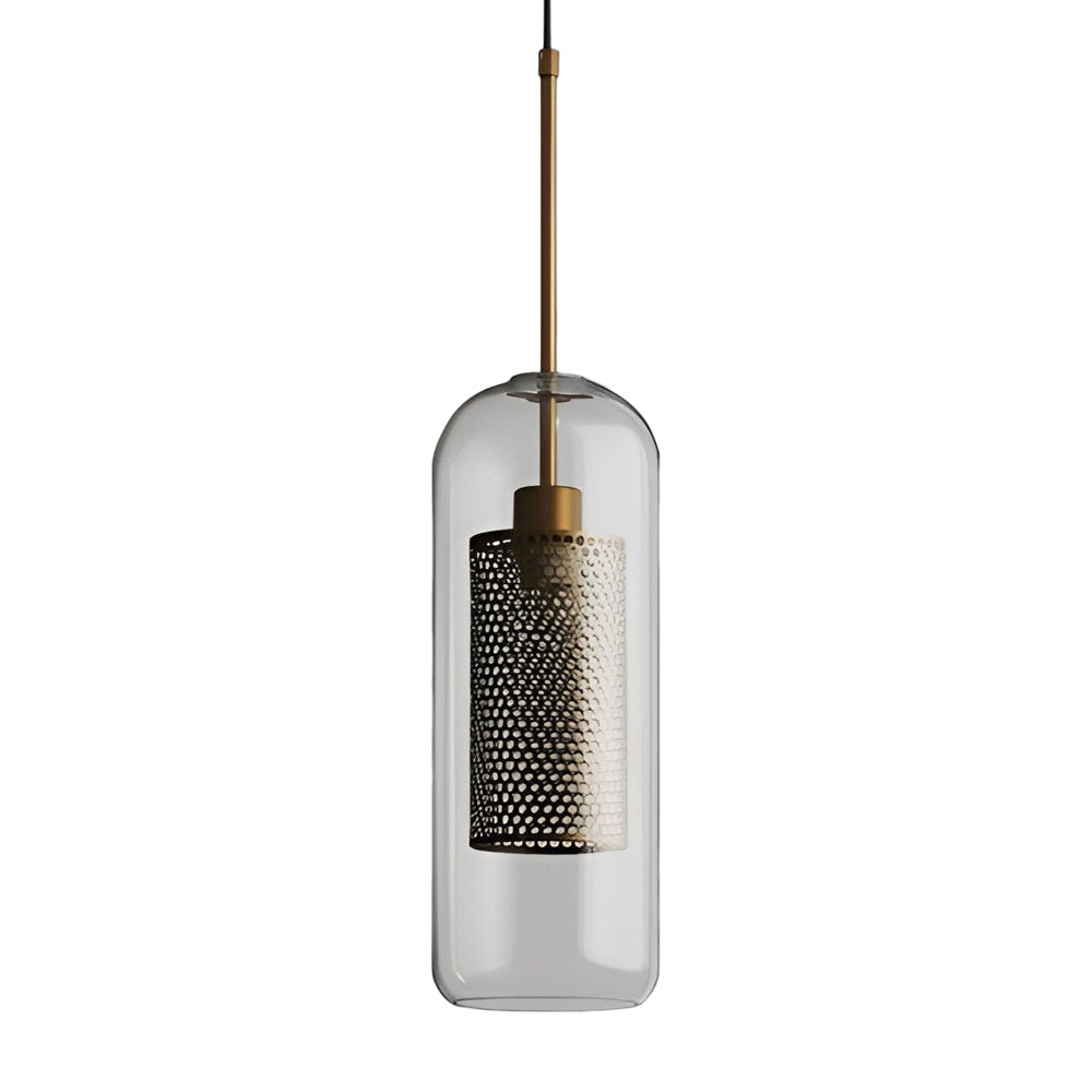 Vintage industrial pendant lamp with round glass and gold – LED pendant light for dining room and living room | Bowlift