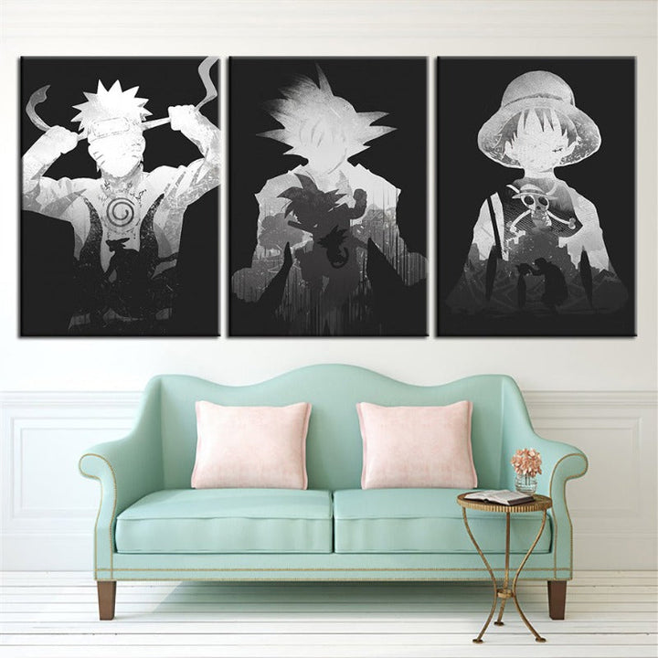 Mystery Anime Boys 3 Piece - Canvas Wall Art Painting | Bowlift