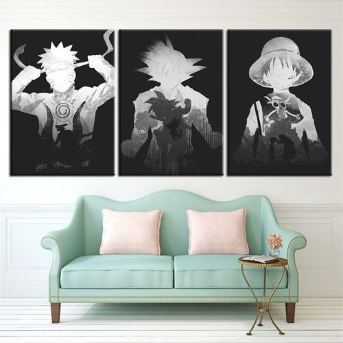 Mystery Anime Boys 3 Piece - Canvas Wall Art Painting | Bowlift
