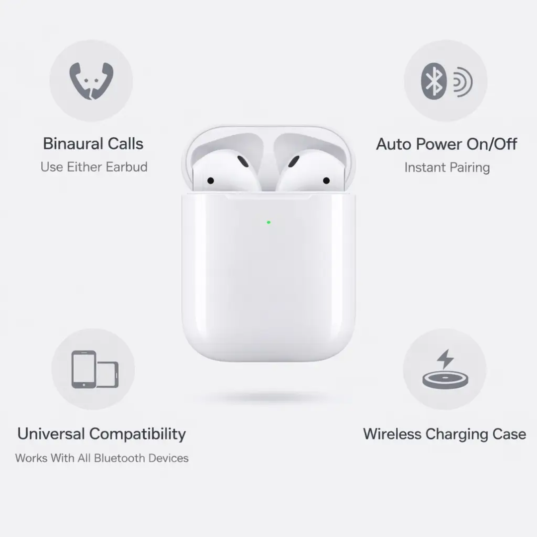 BowLift | 2nd Generation Wireless Earbuds with Charging Case - Affordable Bluetooth Earphones for iPhone