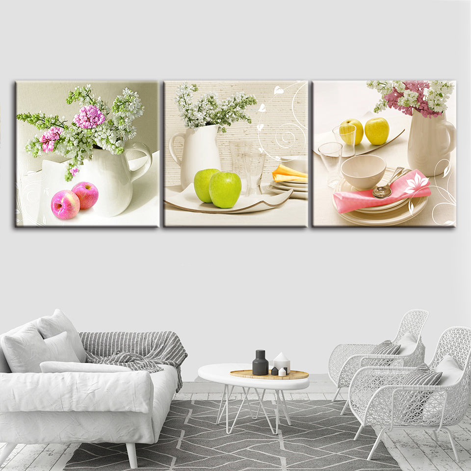 Fruit & Plates - Canvas Wall Art Painting | Bowlift