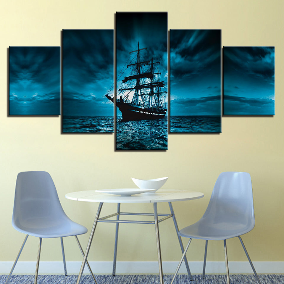 Deep Dark Ship - Canvas Wall Art Painting | Bowlift