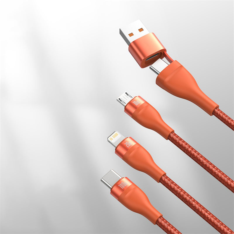 BowLift | 2-to-3 Fast Charging Cable (1.2m), with Double Input and Triple Output, 100W Power, Compatible with PD 20W/QC 18W