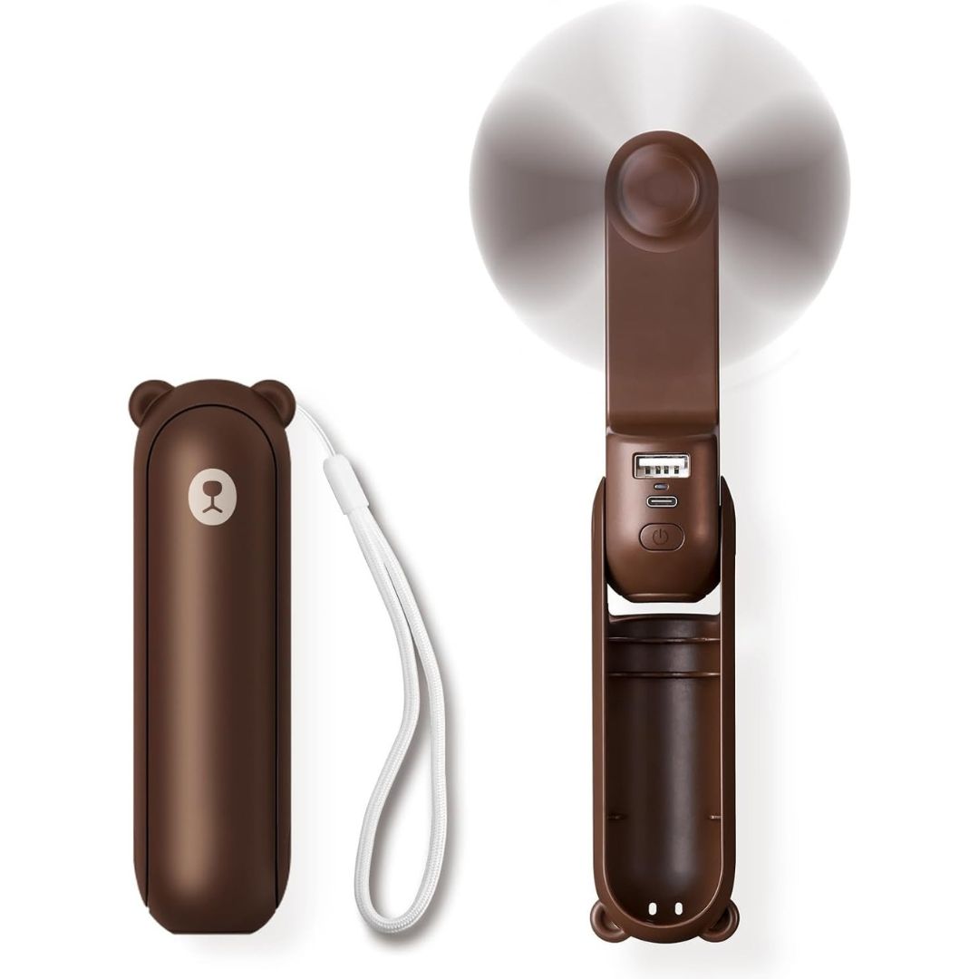 3 In 1 Handheld Mini Fan | USB Rechargeable, Foldable Design & Ideal for Travel, Camping, and Outdoor Activities | Bowlift