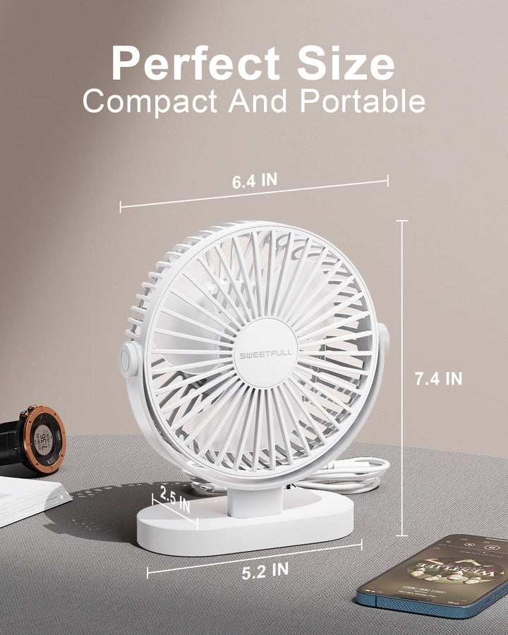 6.5 Inch USB Small Desk Fan for Home Office Car Outdoor Travel | Bowlift