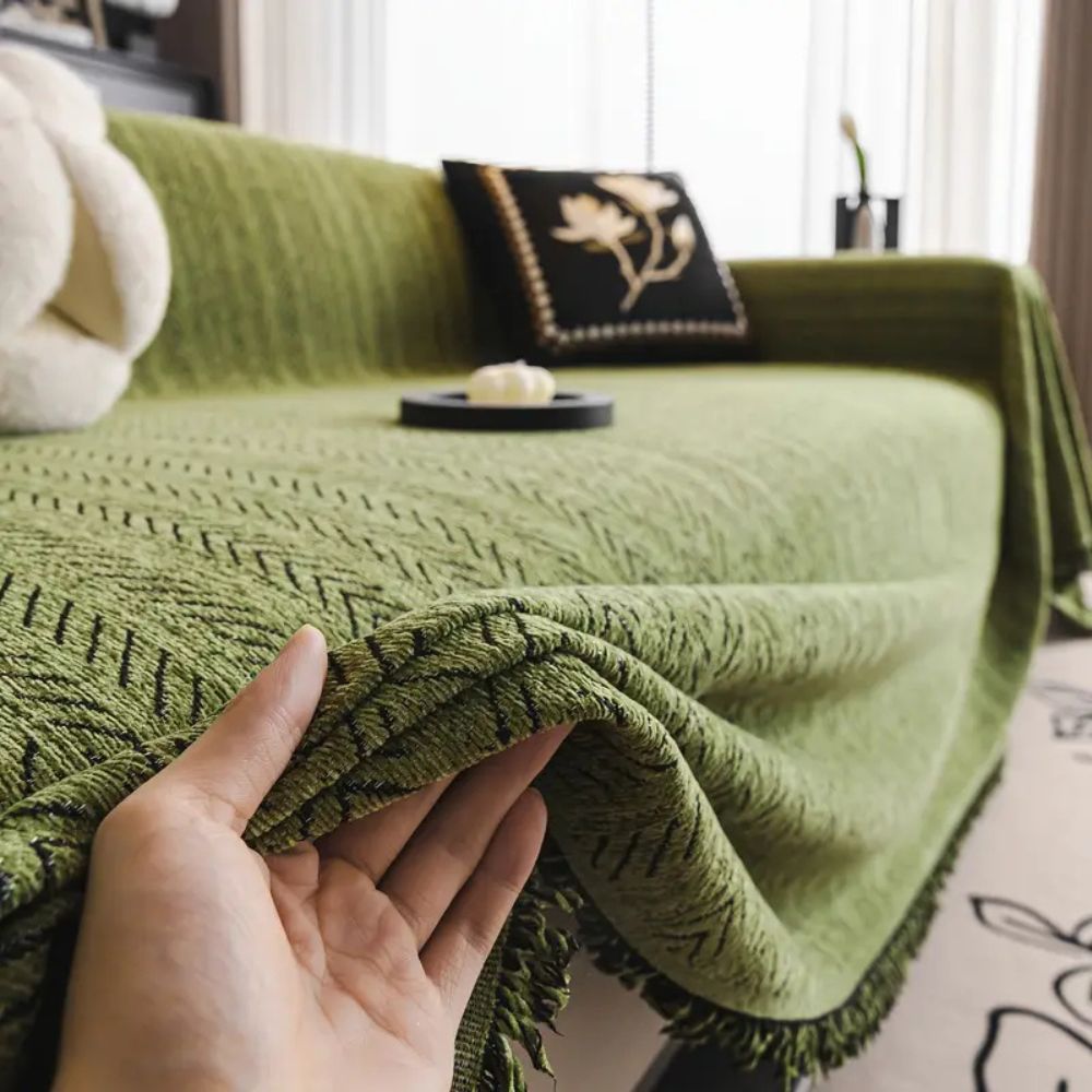 BowLift | Herringbone Chenille Tassels Sofa Cover