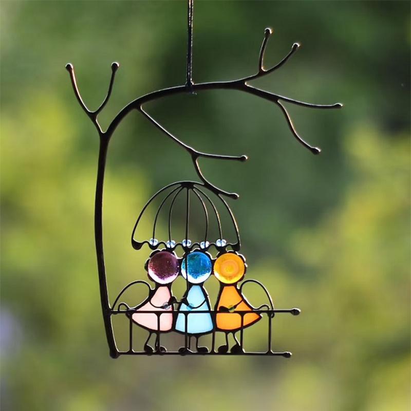 BowLift | Stained Glass Sun Catcher – Hand-Painted Hanging Angel Window Ornament