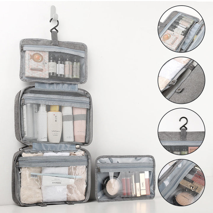 BowLift | Travelique Travel Cosmetic Organizer | Compact & Water-Repellent | With 4 Compartments & 360° Hook | For Women & Men