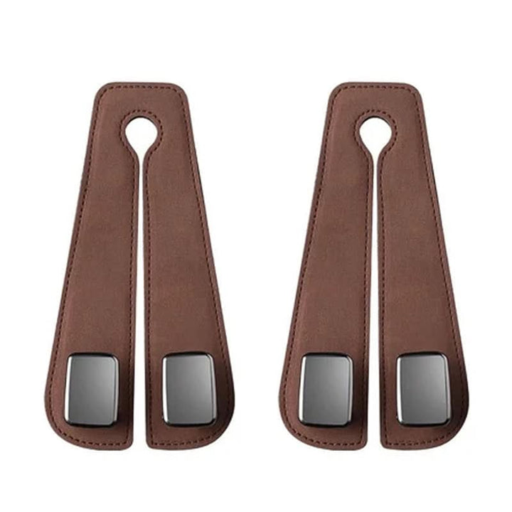 BowLift | Car Seat Back Double Hook with Phone Holder – PU Leather Organizer