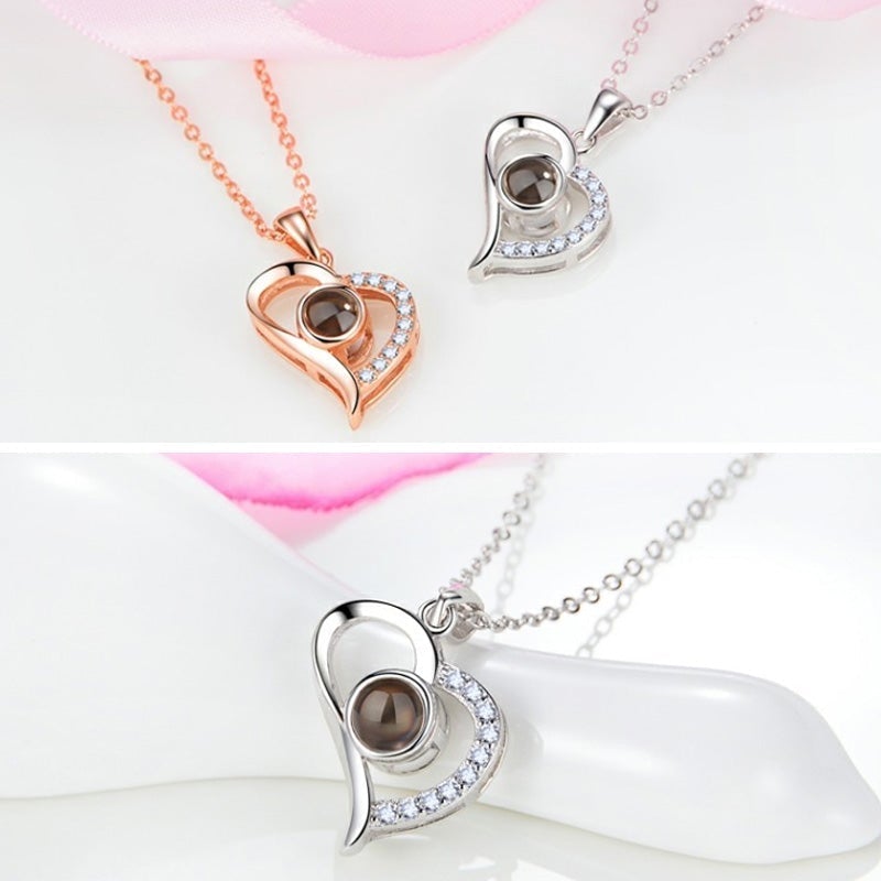 BowLift | Love Projection Heart Necklace (I love you in 100 languages)
